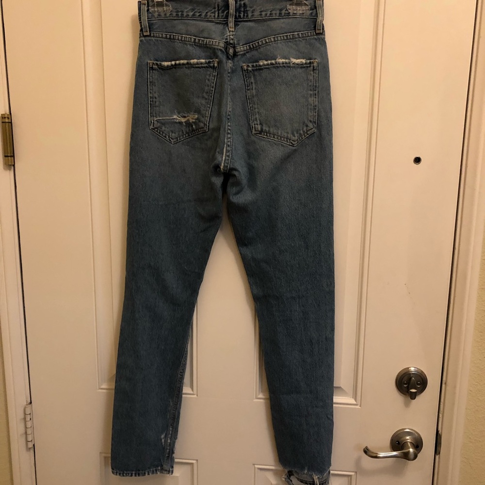 AGOLDE Feel Good High Rise Classic Jean Blue 24 Distressed Button Fly High waist - Picture 9 of 16